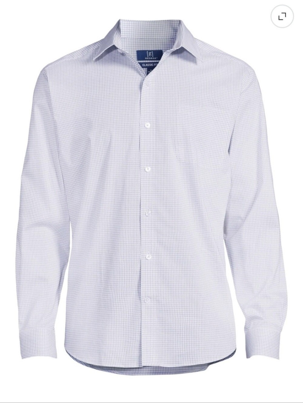 New George Men's Classic Fit Dress Shirt with Long Sleeves blue mini check
